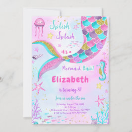 Im Rahmen der Meerjungfrau zum Geburtstag Einladun Einladung