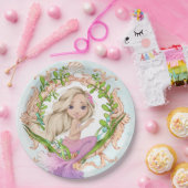 Im Rahmen der Muschel mit Meerjungfrau Pappteller (Party)