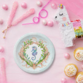 Im Rahmen der Muschel mit Meerpferd Pappteller (Party)