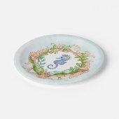 Im Rahmen der Muschel mit Meerpferd Pappteller (Schrägansicht)