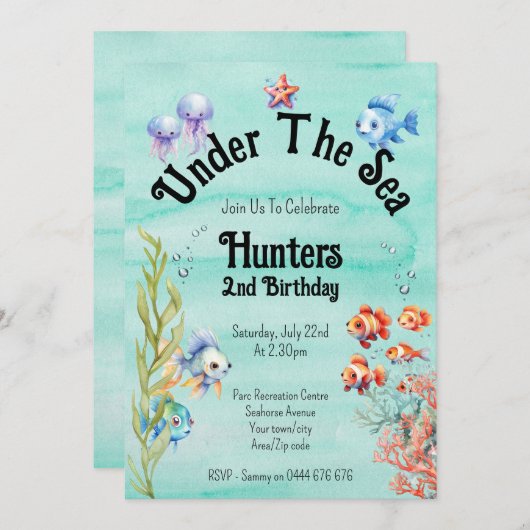 Im Rahmen der "Sea Birthday Party"-Einladung Einladung (Vorne/Hinten)