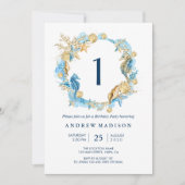 Im Rahmen der Sea Blue Gold Geburtstagsparty Einla Einladung (Vorderseite)