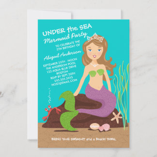 Im Rahmen der Sea Mermaid Geburtstagspartei Einlad Einladung