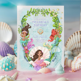 Im Rahmen der Sea Mermaid Geburtstagspartei Einlad Einladung