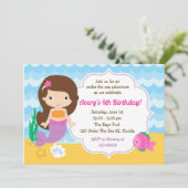 Im Rahmen der Seeeinladung (Mädchen) - Meerjungfra Einladung (Stehend Vorderseite)