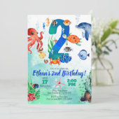 Im Rahmen der Seeeinladung zum 2. Geburtstag Einladung (Stehend Vorderseite)