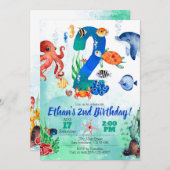 Im Rahmen der Seeeinladung zum 2. Geburtstag Einladung (Vorne/Hinten)