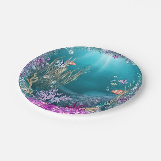 Im Rahmen der Teller des Meerespapiers (Schrägansicht)