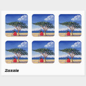 Im Rahmen des Acacia Tree 1991 Quadratischer Aufkleber (Blatt)