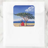 Im Rahmen des Acacia Tree 1991 Quadratischer Aufkleber (Tasche)