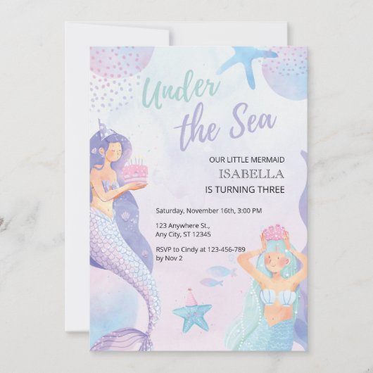 Im Rahmen des Sea Mermaid Adventure Birthday Einladung (Vorderseite)