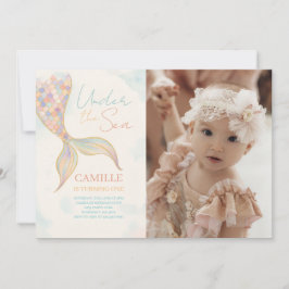 Im Rahmen des Sea Mermaid Schwanz Birthday Party F Einladung