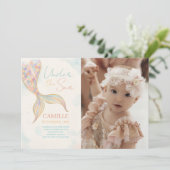 Im Rahmen des Sea Mermaid Schwanz Birthday Party F Einladung (Stehend Vorderseite)