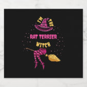 Im Rat Terrier Hexenmeister Halloween Matching Schaumweinetikett (Einzelnes Label)