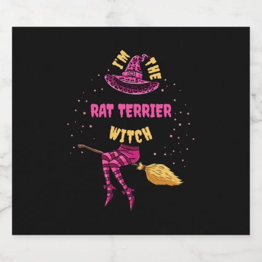 Im Rat Terrier Hexenmeister Halloween Matching Schaumweinetikett (Einzelnes Label)