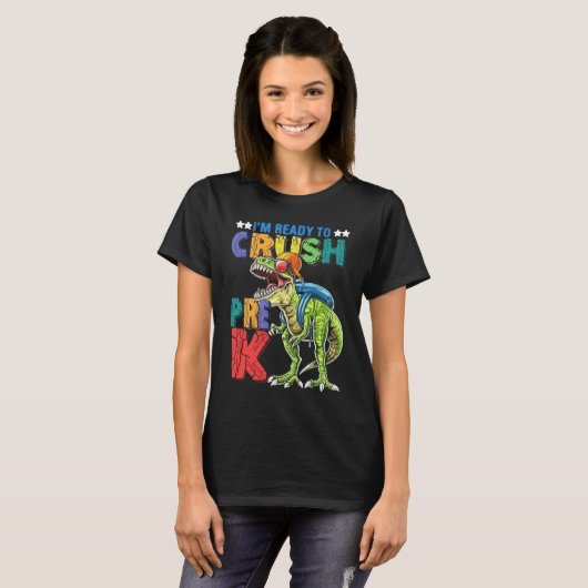 I'm Ready To Crush Pre K Monster Truck Dinosaur Re T-Shirt (Vorne ganz)