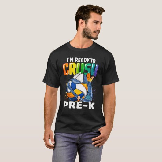 I'm Ready To Crush Pre K Volleyball Boys Kids Back T-Shirt (Vorne ganz)
