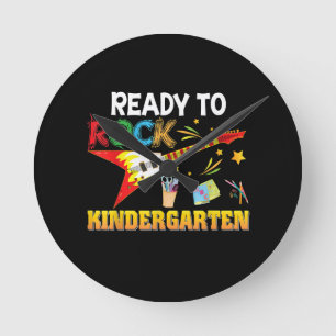 I'm Ready To Rock Kindergarten Back To School Runde Wanduhr