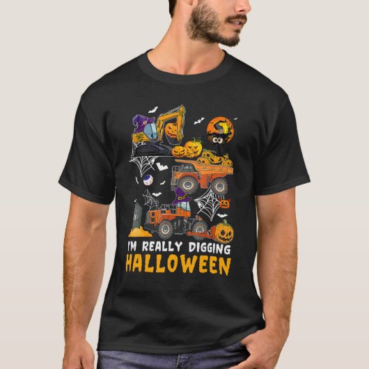 I'm Really Digging Halloween Construction Vehicle T-Shirt (Vorderseite)