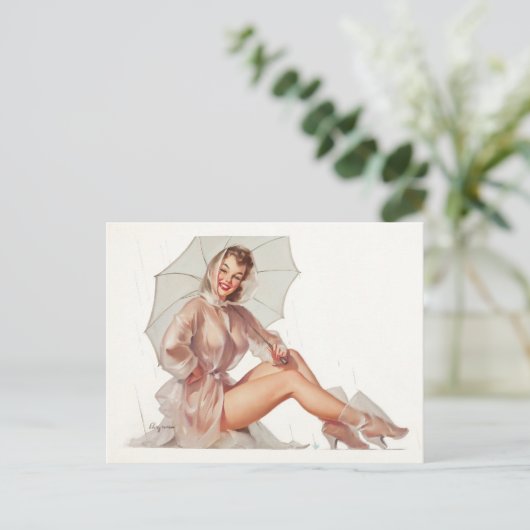 Im Regen Button hoch Postkarte (Stehend Vorderseite)