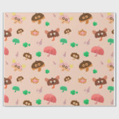 Im Regen- Pilz-Regenschirm-Muster- Orange Geschenkpapier (Flach)