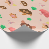 Im Regen- Pilz-Regenschirm-Muster- Orange Geschenkpapier (Ecke)