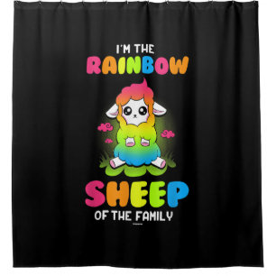 Im Regenbogenschaf Niedliche Schafhaltung Duschvorhang