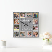 I'm Retired Photo Collage Rustic Wood Retirement Quadratische Wanduhr (Zuhause)