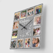 I'm Retired Photo Collage Rustic Wood Retirement Quadratische Wanduhr (Winkel)