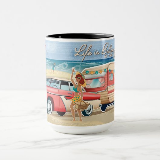 Im Retro Camper am Strand ist das Leben besser Tasse (Zentrum)
