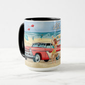 Im Retro Camper am Strand ist das Leben besser Tasse (Vorderseite Links)