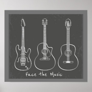 Im Retro-Gitarrentrio der Musik Poster