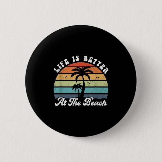 Im Retro-Shirt des Beach Palm Tree ist das Leben b Button (Vorderseite)