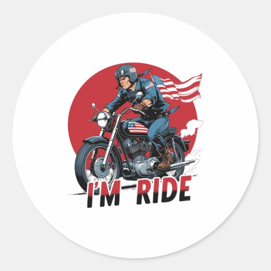 I'M RIDE � Motorcycle Runder Aufkleber (Vorderseite)
