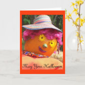 Im rosa Halloween Karte (Gelbe Blume)