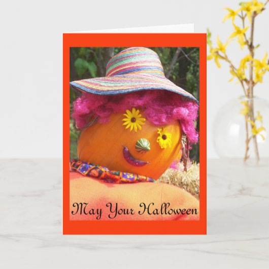 Im rosa Halloween Karte (Gelbe Blume)