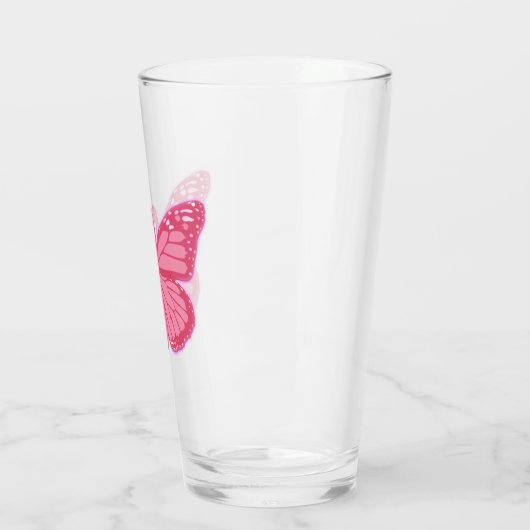 Im rosa Schmetterling Glas (Links)