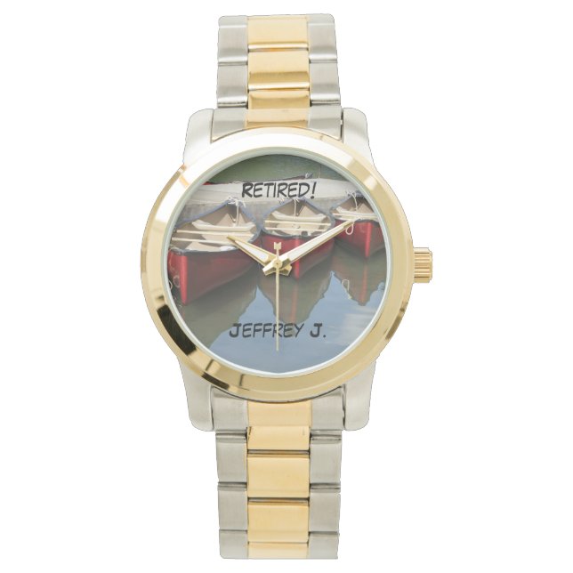 im Ruhestand! Armbanduhr 3 Rote Kanus, zwei Tone-R (Vorderseite)