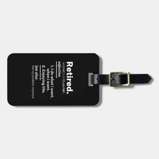 im Ruhestand. Definition lustiger Vorruhestand Gepäckanhänger (Vorderseite horizontal)