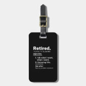 im Ruhestand. Definition lustiger Vorruhestand Gepäckanhänger (Vorderseite vertikal)