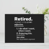 im Ruhestand. Definition lustiger Vorruhestand Menükarte (Stehend Vorderseite)