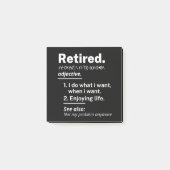 im Ruhestand. Definition lustiger Vorruhestand Post-it Klebezettel (Vorderseite)
