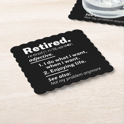 im Ruhestand. Definition lustiger Vorruhestand Untersetzer (angewinkelt)