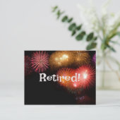 im Ruhestand! Farbenfrohe Feuerwerk-Anzeige. Postkarte (Stehend Vorderseite)