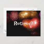 im Ruhestand! Farbenfrohe Feuerwerk-Anzeige. Postkarte (Vorne/Hinten)