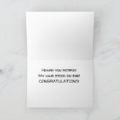 **im Ruhestand? GLÜCKWÜNSCHE** Karte (Innenseite)