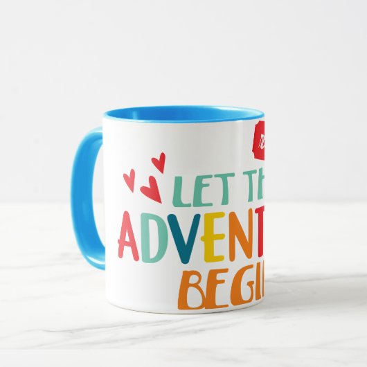 im Ruhestand. Lass das Abenteuer beginnen! Tasse (Vorderseite Links)