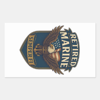 Im Ruhestand Semper Fi Marine über Adler und Flagg Rechteckiger Aufkleber