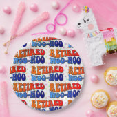 Im Ruhestand Woo Hoo Vintage Groovy Text Pappteller (Party)
