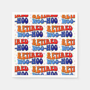 Im Ruhestand Woo Hoo Vintage Groovy Text Serviette